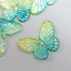Декор для творчества пластик "Зелёные бабочки" набор 5 шт 3,2х4,1 см - фото 3014769