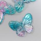 Декор для творчества пластик "Бабочки голубо-сиреневые" набор 5 шт 3,2х4,1 см - фото 9138401
