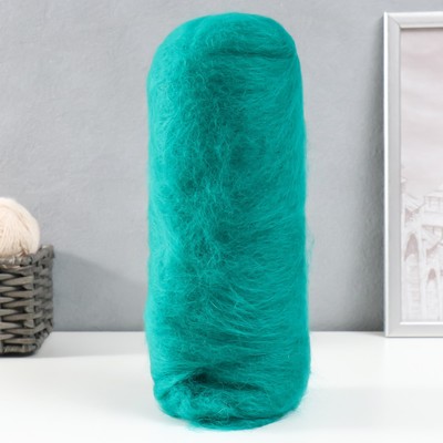 Шерсть для валяния "Кардочес" 100% полутонкая шерсть 100гр (041 изумруд) МИКС