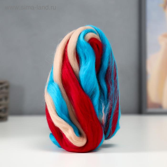 Шерсть для валяния 100% полутонкая шерсть 50 гр (3402 меланж) - Фото 1