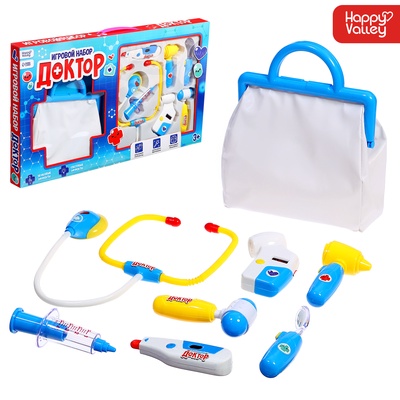 Игровой набор медсестры, 8 предметов с сумкой, свет, звук