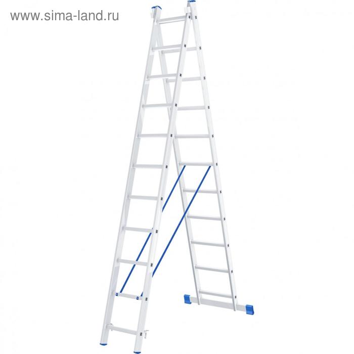 Лестница "Сибртех" 97911, алюминиевая, двухсекционная, 2 х 11 ступеней - Фото 1