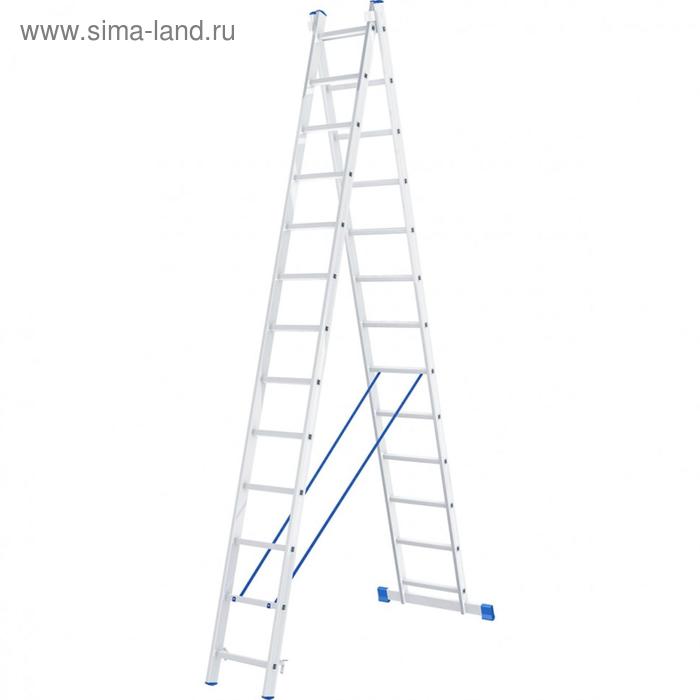Лестница "Сибртех" 97913, алюминиевая, двухсекционная, 2 х 13 ступеней - Фото 1