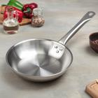 Сковорода, d=22 см, h=5 см, капсульное дно, индукция, нержавеющая сталь - Фото 1