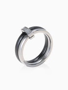 Кольцо керамическое «Дуэт», чёрное в серебре, 17.5 размер - Фото 1