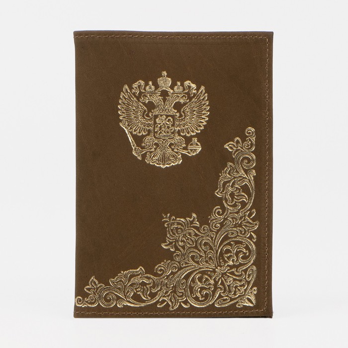 Обложка для паспорта, цвет оливковый - Фото 1