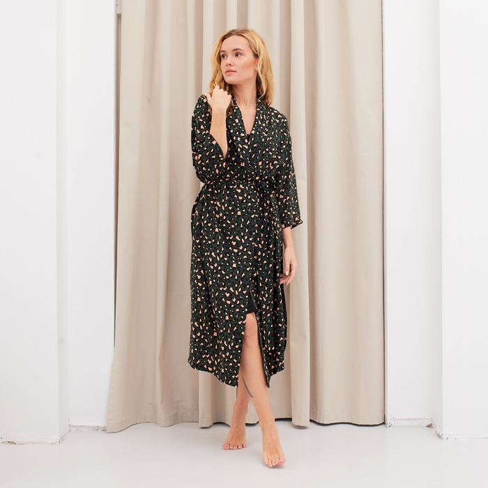 Комплект женский (халат и комбинация) KAFTAN, 48-50, цвет зелёный/чёрный - Фото 1