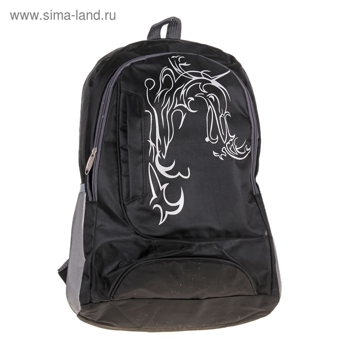 Рюкзак молодёжный "Дракон", 1 отдел, 2 наружных кармана, 2 боковых кармана сетка, цвет чёрный - Фото 1