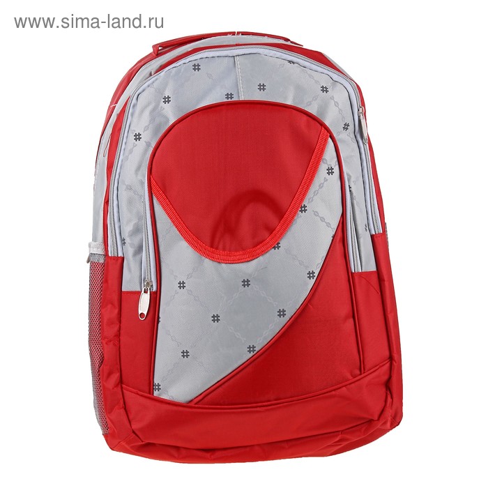Рюкзак школьный "Лондон", 1 отдел, 2 наружных и 2 боковых кармана, красный/серый - Фото 1