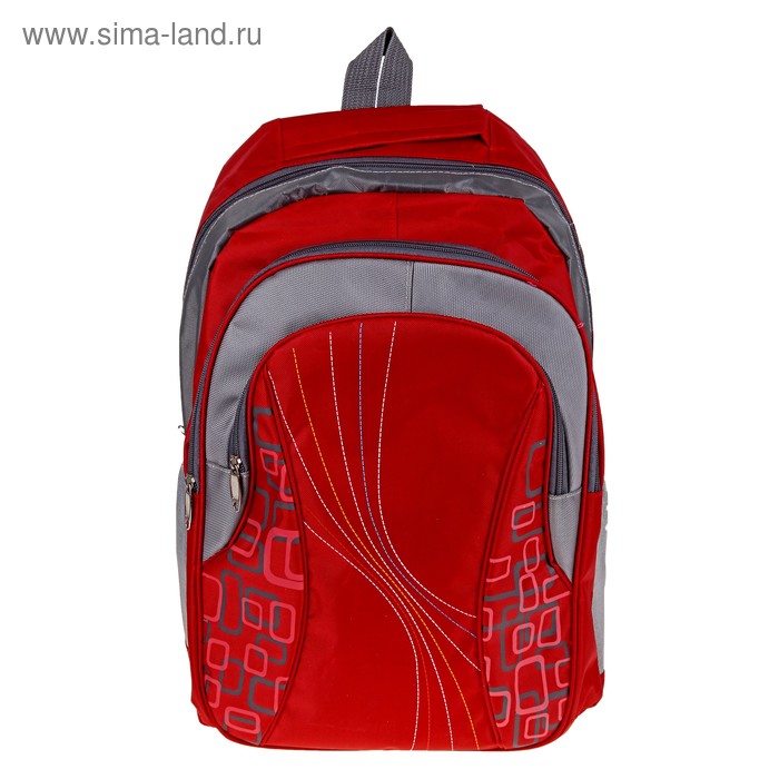 рюкзак школьный 4615 Отличник 44*29*14 см, 1 отдел, 2 нар кармана, 2 бок кармана красный - Фото 1