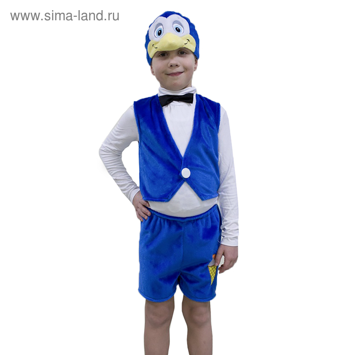 Карнавальный костюм «Пингвинчик», маска-шапочка, жилетка, шорты, рост 122-128 см - Фото 1