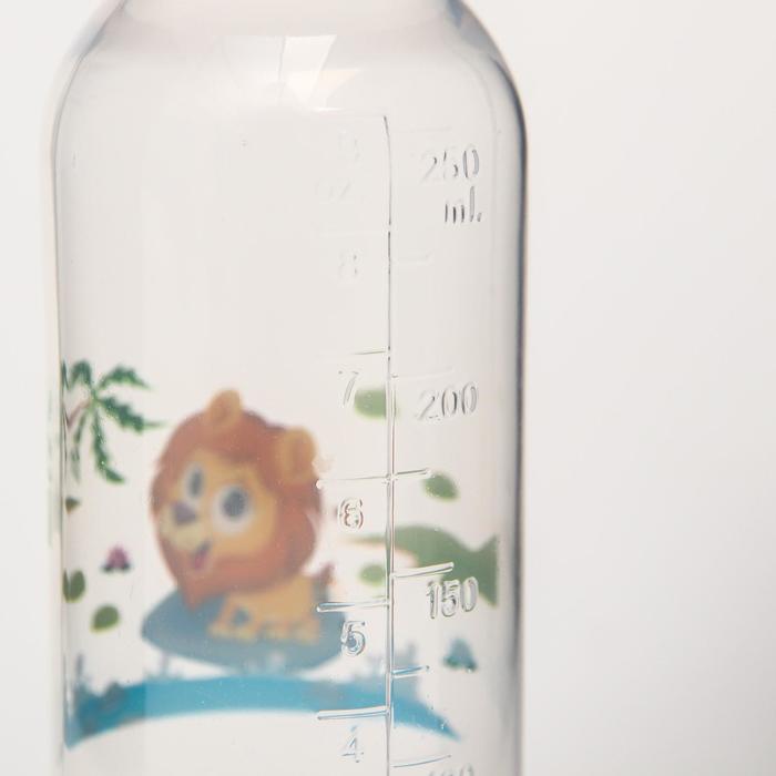Бутылочка для кормления «Весёлые животные», классическое горло, 250 мл., от 3 мес., цвета МИКС - Фото 1