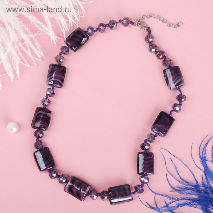 Бусы «Муранское стекло с хрусталём» блистательница, цвет сливовый, 45см - Фото 1