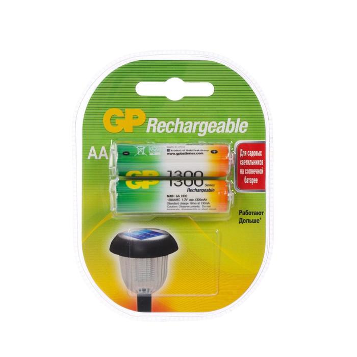 Аккумулятор GP, Ni-Mh, AA, HR6-2BL, 1.2В, 1300 мАч, блистер, 2 шт. - Фото 1