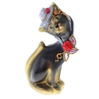 Фигура "Кошка Алёнка" в шляпе чёрная/золото 31х15х11см - Фото 1