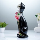 Фигура "Кошка Анжелика" с розочками черная 14х14х45 см - Фото 1