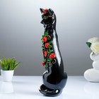 Фигура "Кошка Маркиза" с китайскими розочками черная  13х12х49см - Фото 2