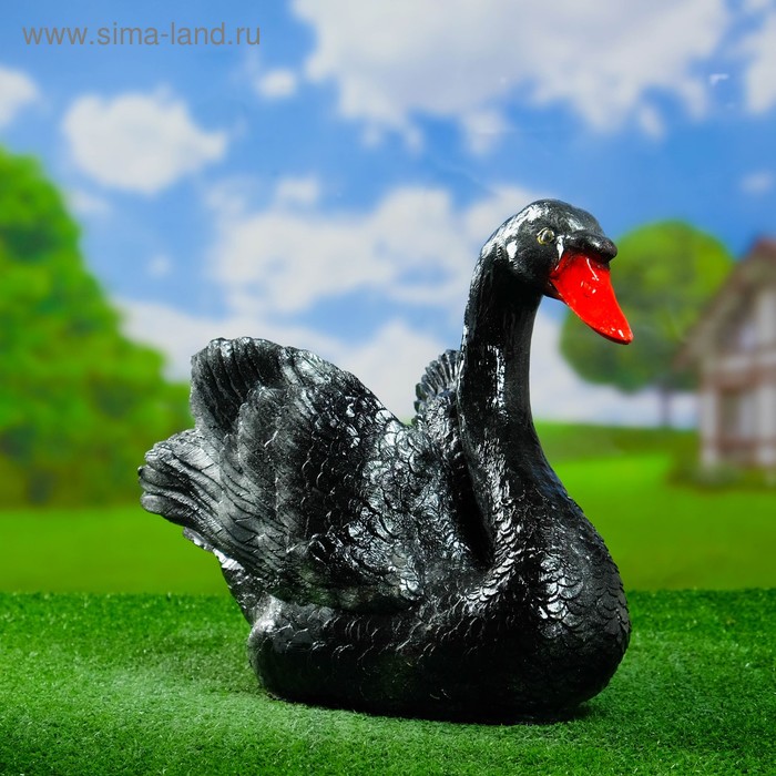 Садовая фигура "Лебедь" черный 22х38х32см - Фото 1