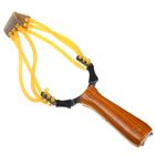 Рогатка, тройной жгут, ушки овальные, рукоять - дерево - Фото 1