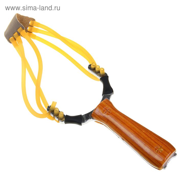 Рогатка, тройной жгут, ушки овальные, рукоять - дерево - Фото 1