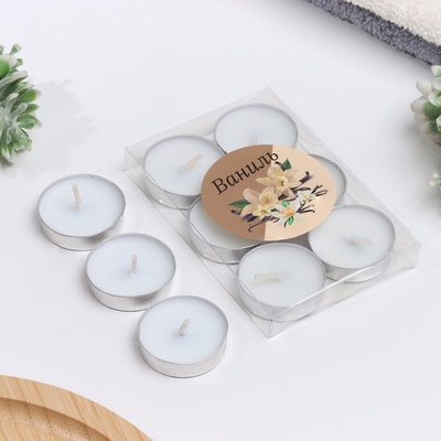 Набор свечей ароматических чайных 6 шт., ваниль