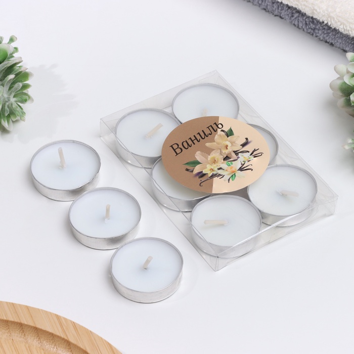 Набор свечей ароматических чайных 6 шт., ваниль - Фото 1