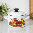 Кастрюля эмалированная, 2 л, деколь МИКС, белая - Фото 1