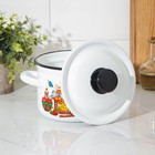 Кастрюля эмалированная, 2 л, деколь МИКС, белая - Фото 2