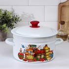 Кастрюля эмалированная, 3 л, цилиндрическая, деколь МИКС - Фото 1