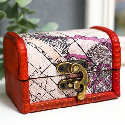 Шкатулка для украшений «Сундук. Карта», для мелочи, дерево, 6×6×9 см