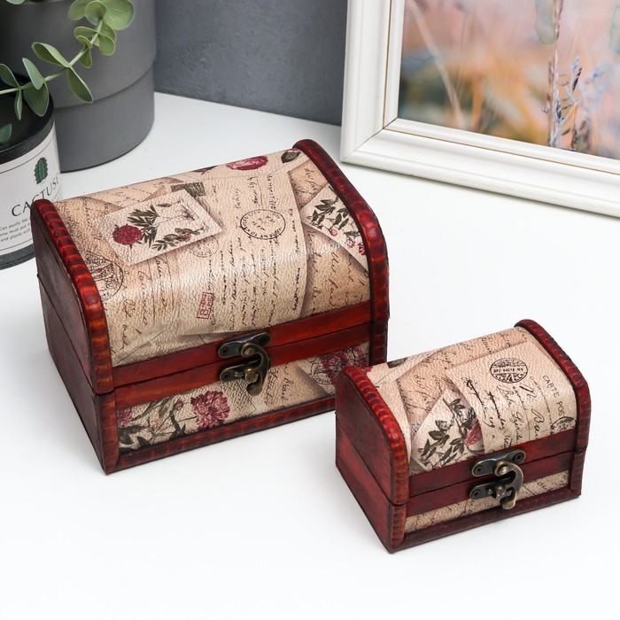 Набор шкатулок для украшений «Сундучок. Цветочное панно», дерево, 2 шт. - Фото 1