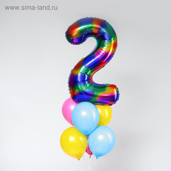 Букет из шаров «2 года», фольга, латекс, разноцветный набор из 7 шт. - Фото 1
