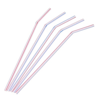 Набор одноразовых трубочек для коктейлей Доляна, 0,5×21 см, 100 шт, полосатые, с гофрой