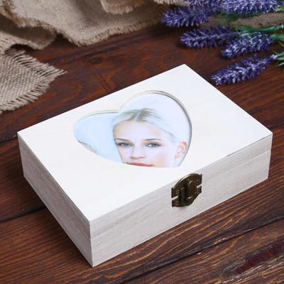 Шкатулка для росписи с фоторамкой «Сердце», 16.5×11.7×5 см, МИКС