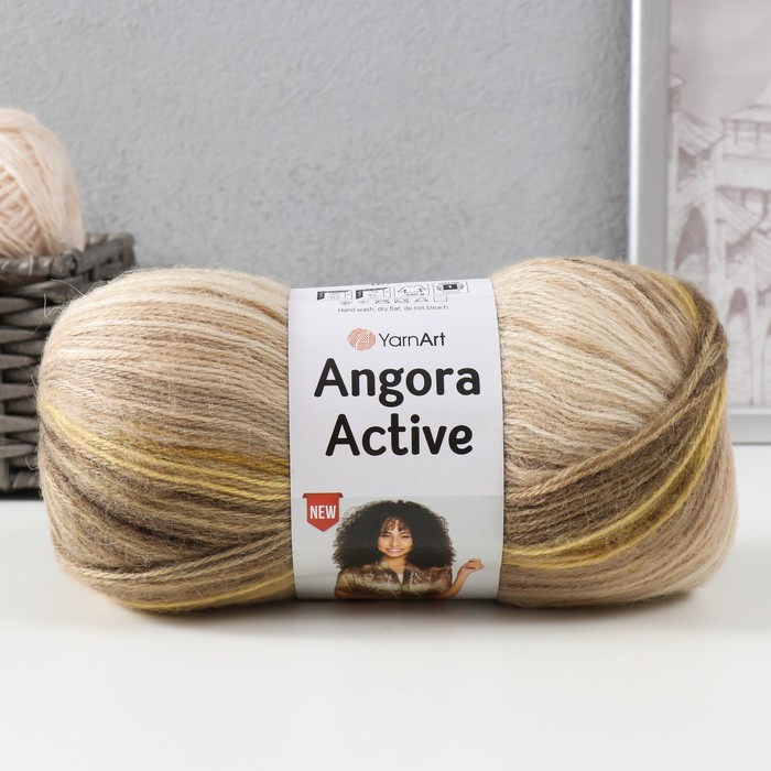 Пряжа "Angora Active" 20% шерсть, 80% акрил  500м/100гр  (843 беж корич) - Фото 1