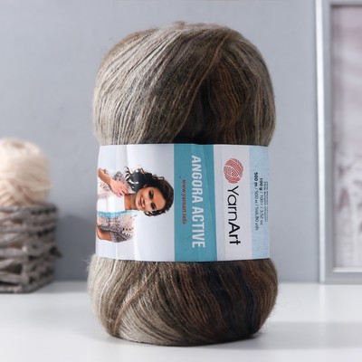 Пряжа "Angora Active" 25% мохер, 75% акрил  500м/100гр (849 бел. беж. корич.)