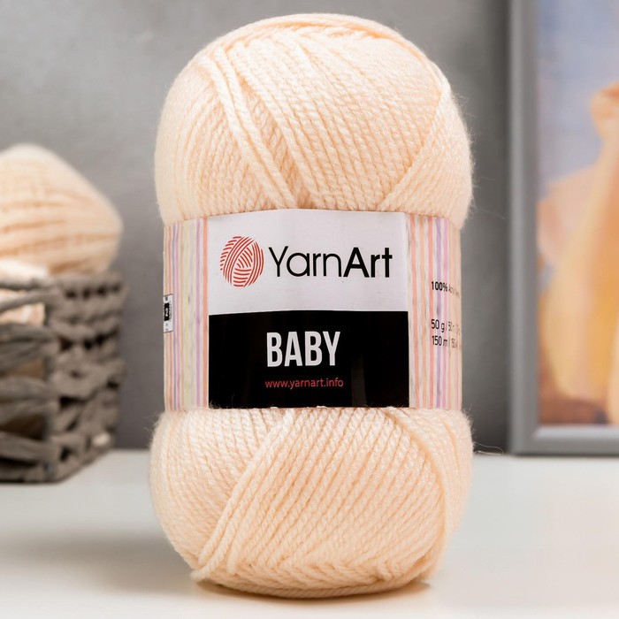 Пряжа для вязания спицами, крючком YarnArt, Baby, 100% акрил, 150 м/50 г, (854 телесный) - Фото 1