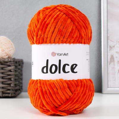 Плюшевая пряжа для вязания спицами, крючком YarnArt, Dolce, 100% микрополиэстер, 120 м/100 г, (778 рыжий)