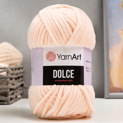 Плюшевая пряжа для вязания спицами, крючком YarnArt, Dolce, 100% микрополиэстер, 120 м/100 г, (779 св. персик)