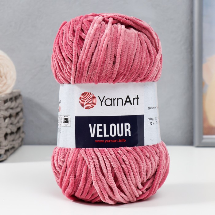 Пряжа "Velour" 100% микрополиэстер 170м/100г (868 т. роза) - Фото 1