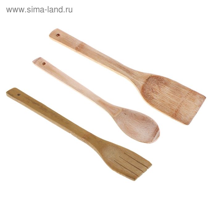 Набор кухонных принадлежностей "Бамбуковый лес", 2 предмета: лопатка, ложка - Фото 1