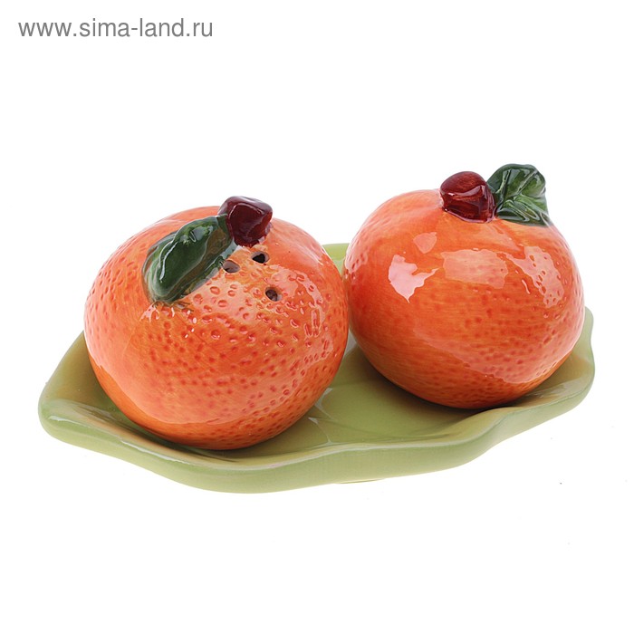 Набор для специий "Апельсины": 2 предмета на подставке - Фото 1