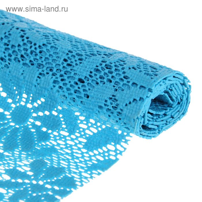 Коврик противоскользящий «Цветы», 45×100 см, цвет синий - Фото 1