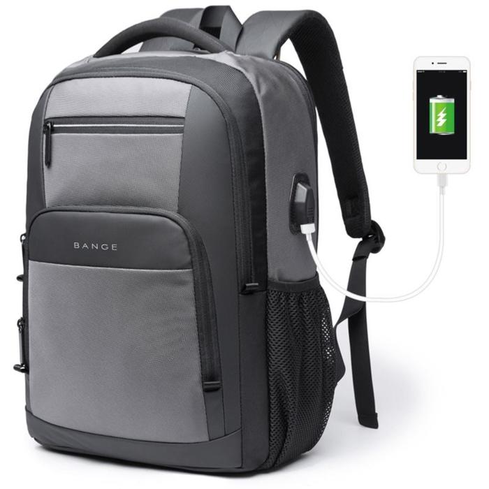 Рюкзак с USB,  BANGE BG1921 серый, 15.6