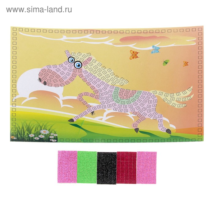 Мозаика стикерная " Лошадка" блестки - Фото 1