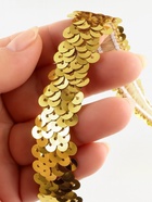 Тесьма декоративная с пайетками, на резинке, 2 см, 9±0.5 м, цвет золотой - Фото 3