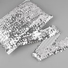 Тесьма декоративная с пайетками, на резинке, 3,5 см, 9 ± 0,5 м, цвет серебряный - фото 4605596