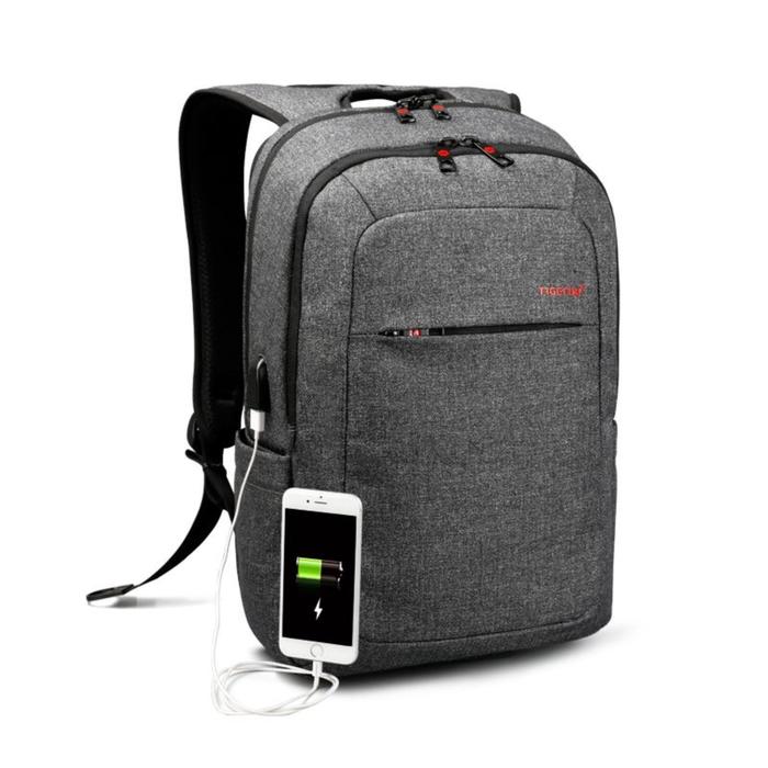 Рюкзак для ноутбука c USB, Tigernu T-B3090U темно-серый, 15