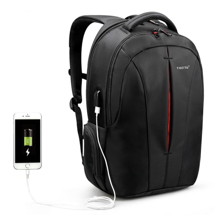 Рюкзак с USB,  для ноутбука, Tigernu T-B3105 черный с оранжевым, 15