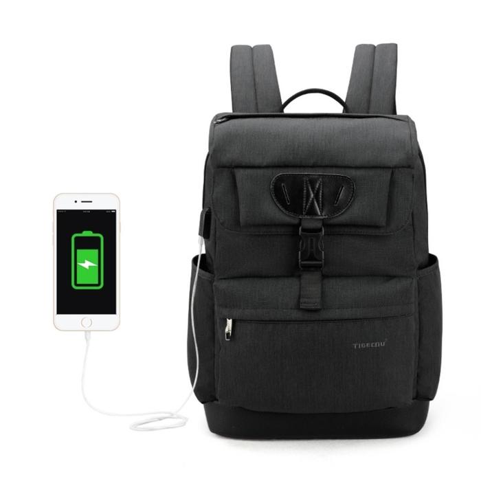 Рюкзак с USB,  для ноутбука, Tigernu T-B3513 темно-серый, 15,6